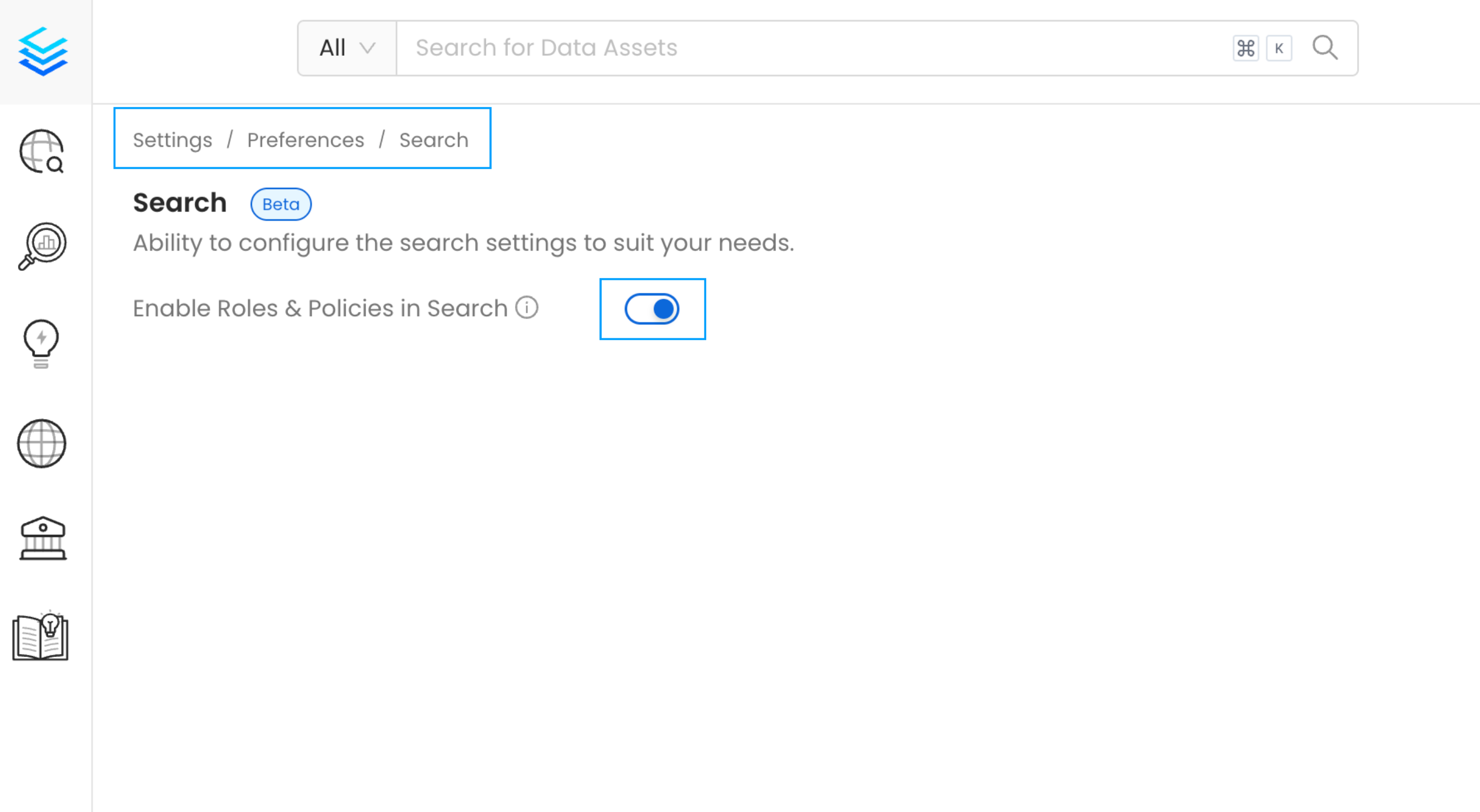 Roles Based Access Controls (RBAC) Search Option